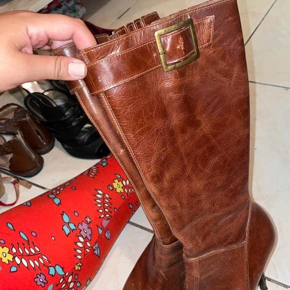 Chocolate brown knee high boot heels - Picture 2 of 4